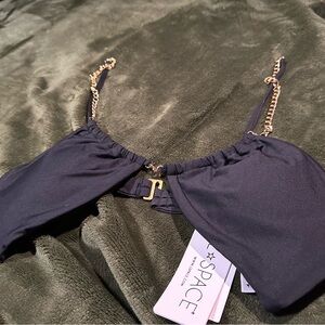 Black Chain Strap Bikini Top